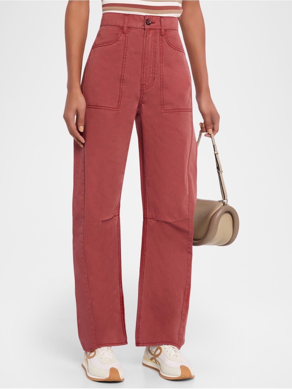 Veronica Beard Sloan Barrel Leg High Rise Jeans Washed Red Oak Size 27